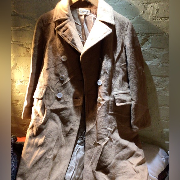 Vintage Saks  5th Ave Tan Double-Breasted Camel hair Coat - Picture 1 of 8